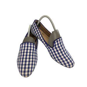 Wonder Celosia women Size 7 Blue White Gingham Checkered  Slip-On Loafers shoe